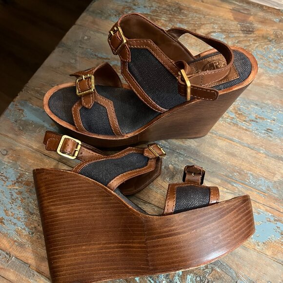 EUC Tory Burch 5” Wedge Sandals, SZ 8 - Picture 3 of 6